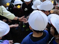 ジョロウグモを触るのは初体験の子も