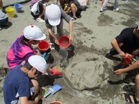 溝に水を投入!川が出来ました